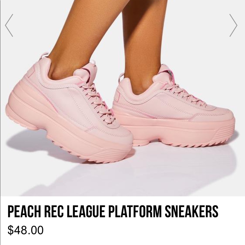 Peach Pink platform Sneakers from Dollskill